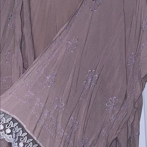 Taupe lace duster with embroidery
